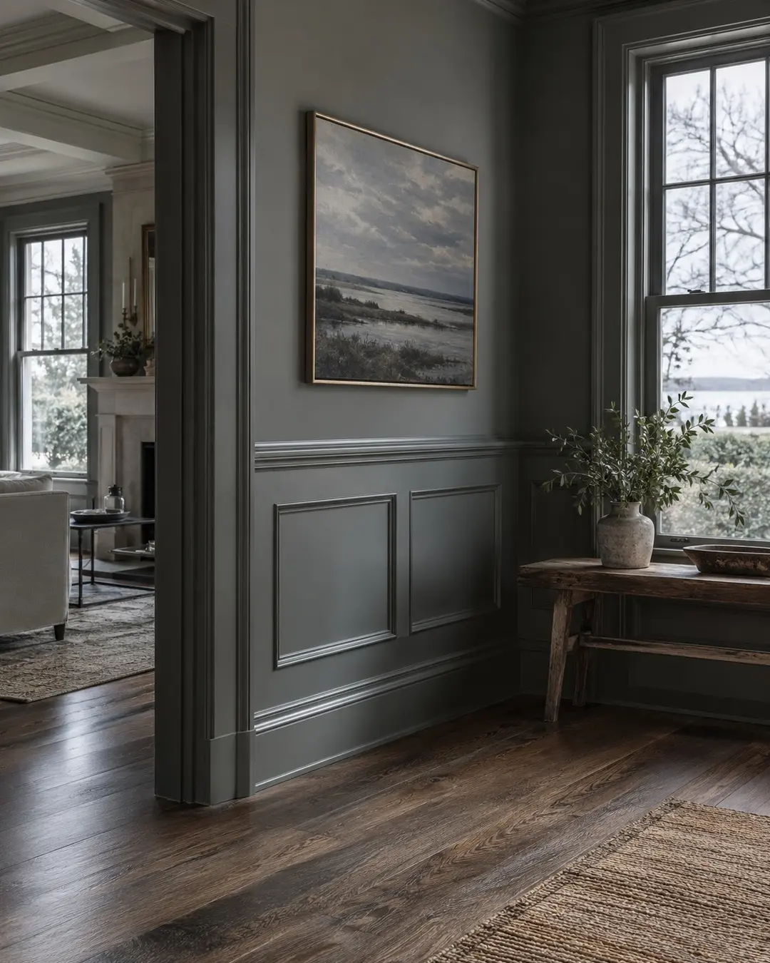 Restored wall and wood floor in a Long Island home