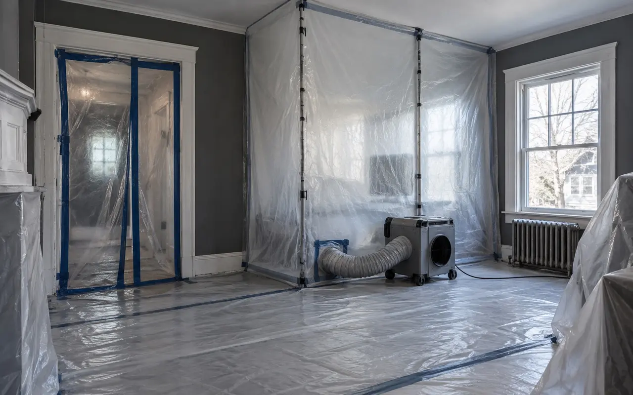 Sealed renovation containment in an older residential room