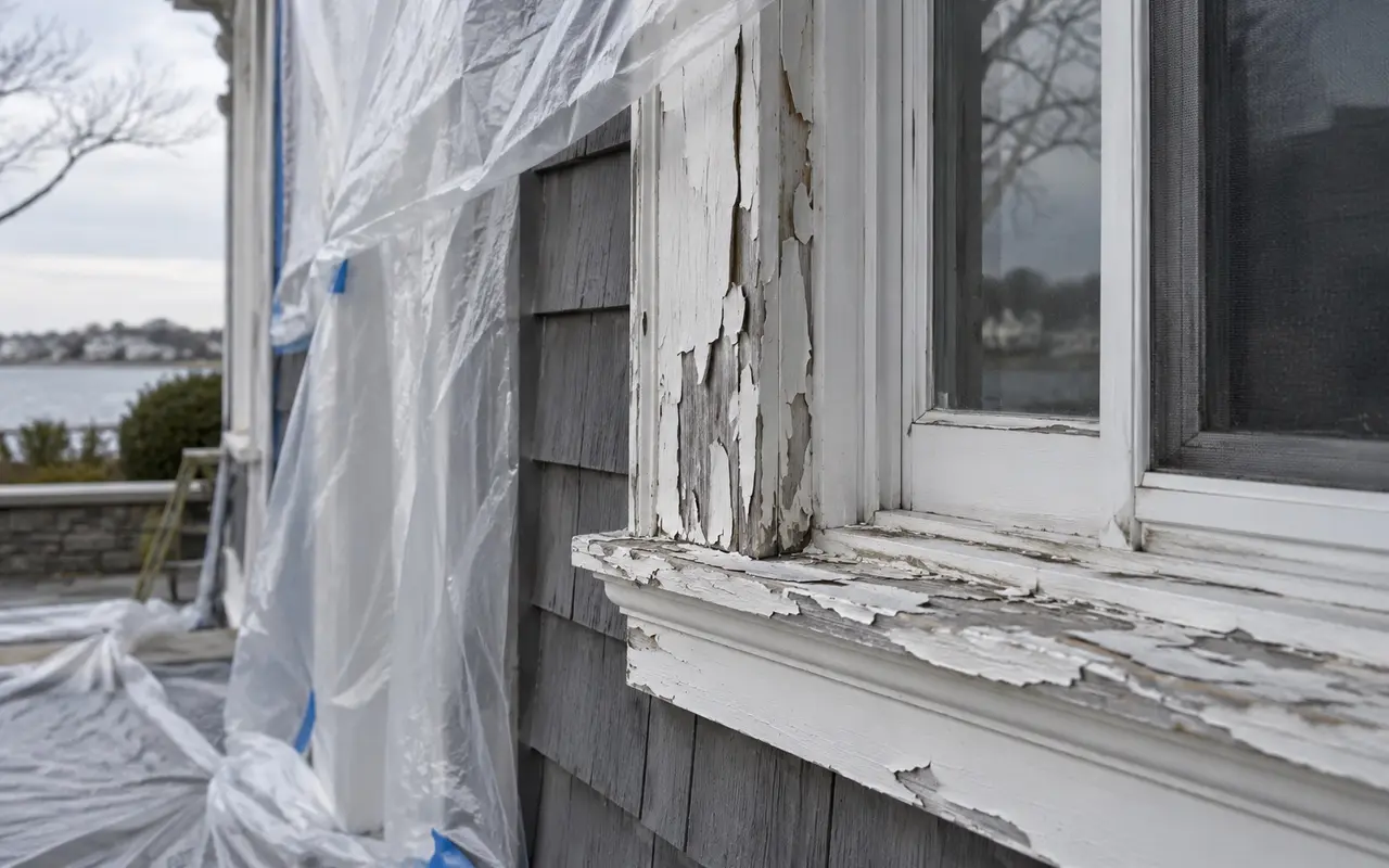 Protected older painted window trim during renovation