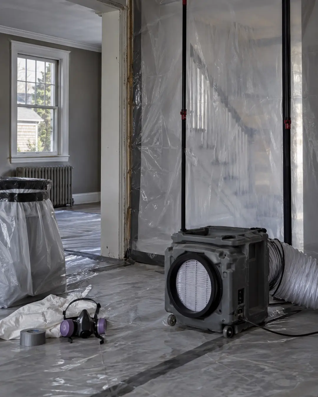Protective containment materials in an older house