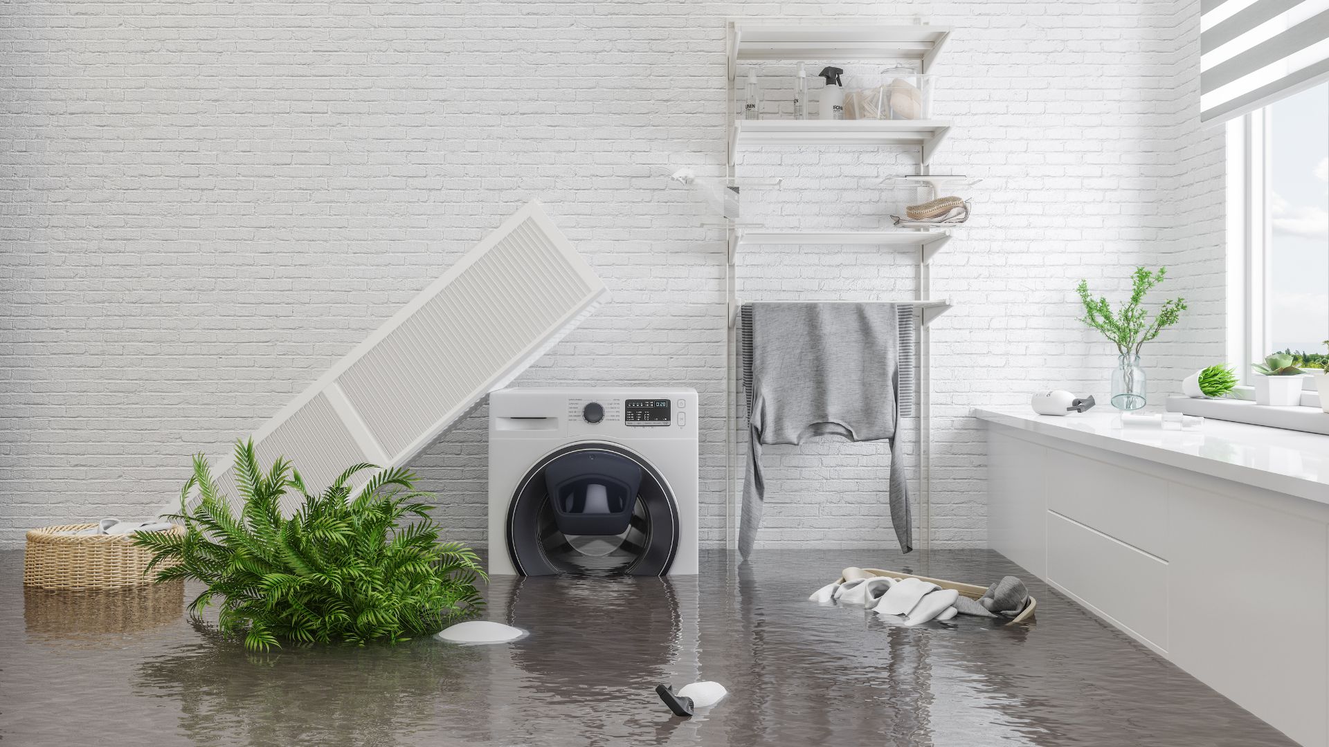 A washer and dryer in a very clean room